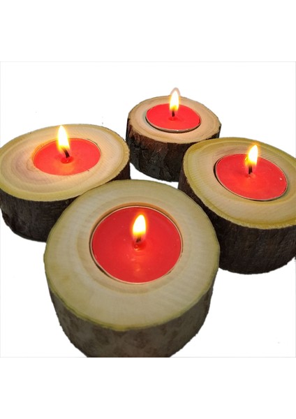 Ahşap Doğal Kütük 10lu Mumluk
