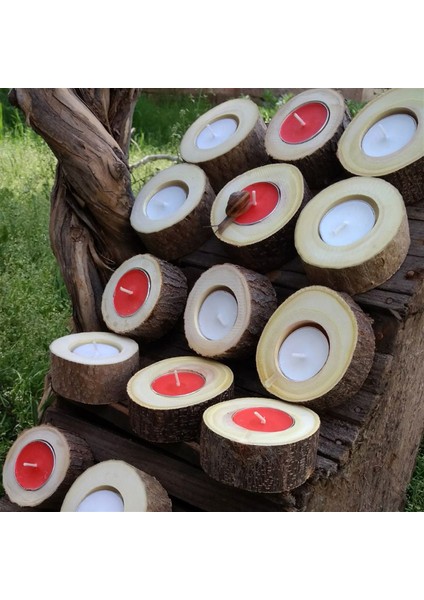 Ahşap Doğal Kütük 10lu Mumluk fiyatları