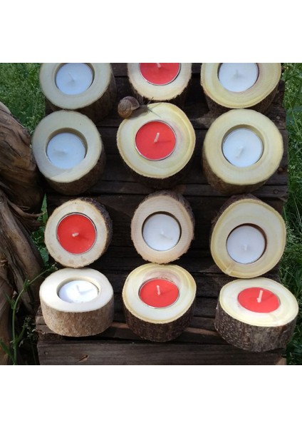 Ahşap Doğal Kütük 10lu Mumluk fırsatları