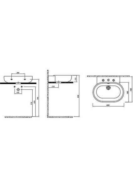 Vitrifiye Zero 60*50 cm Oval Seramik Beyaz Lavabo fiyatları