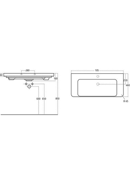 Luxury 105 cm Konsollu Lavabo Beyaz Renk