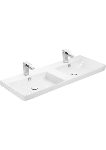 Luxury 120 cm Konsollu Lavabo Çift Bölme Beyaz