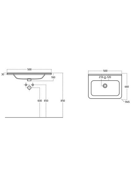 Urban 50 cm Konsollu Lavabo Beyaz Renk