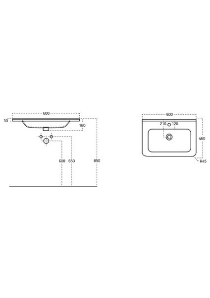 Urban 60 cm Konsollu Lavabo Beyaz Renk