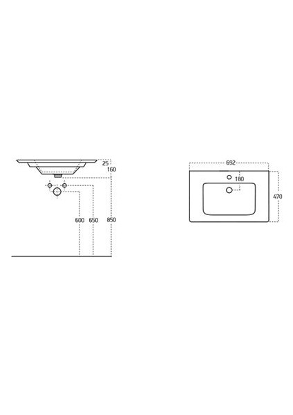 Sharp 70 cm Konsollu Süper İnce Lavabo Beyaz Renk