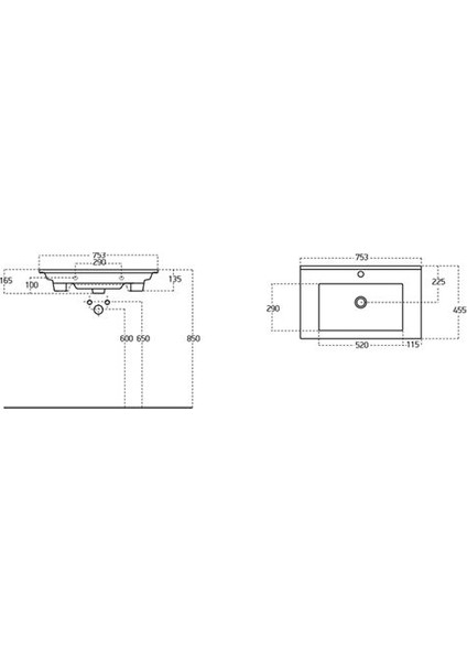 Atria 75 cm Konsollu Lavabo Beyaz