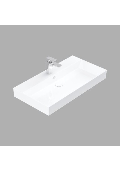 Stance 85 cm Konsollu Dikdörtgen Lavabo Beyaz
