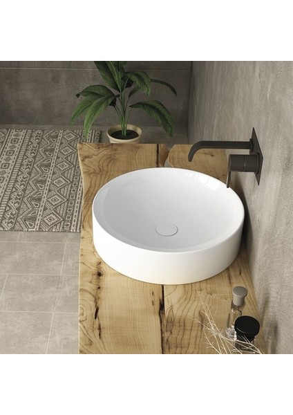 Lucente 43 cm Tezgah Üstü Oval Lavabo Beyaz