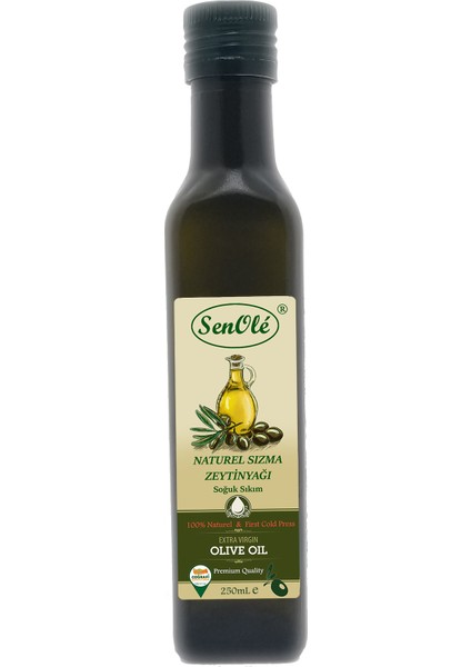 Soğuk Sıkım Naturel Sızma Zeytinyağı Özel Cam Şişe 250 ml