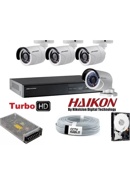 Haikon-2 MP-1080P-4LÜ-500GB-BULLET Güvenli̇k Kamerasi Seti̇