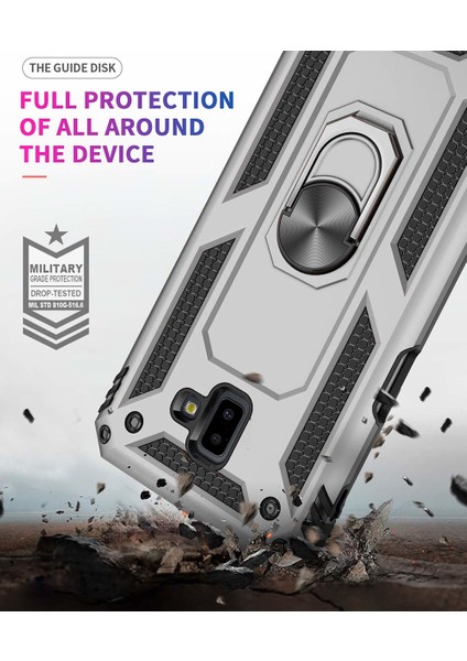 Samsung Galaxy J6 Plus Kılıf Military Ring Holder Gold