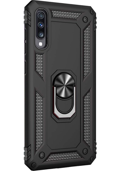 Samsung Galaxy A70 Kılıf Military Ring Holder Siyah
