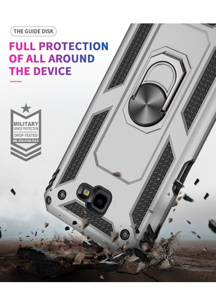 Samsung Galaxy J4 Core Kılıf Military Ring Holder Siyah