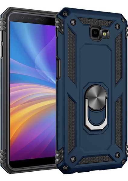 Samsung Galaxy J4 Core Kılıf Military Ring Holder Lacivert