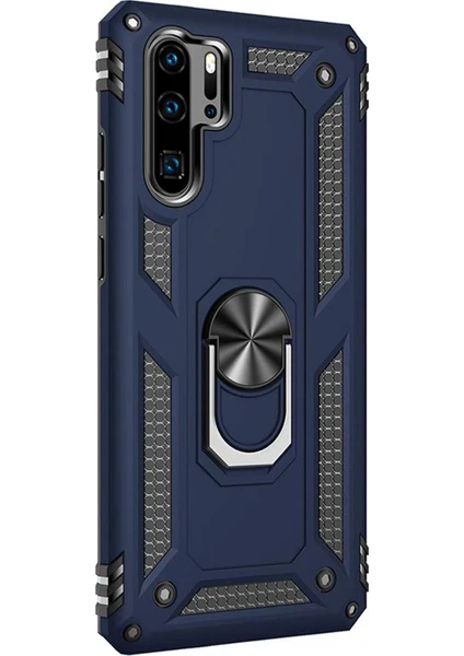 Huawei P30 Pro Kılıf Military Ring Holder Lacivert