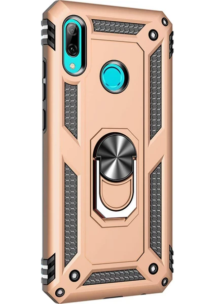 Huawei P20 Lite Kılıf Military Ring Holder Gold