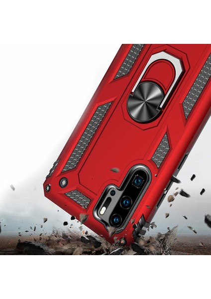 Huawei P30 Pro Kılıf Military Ring Holder Gold modelleri