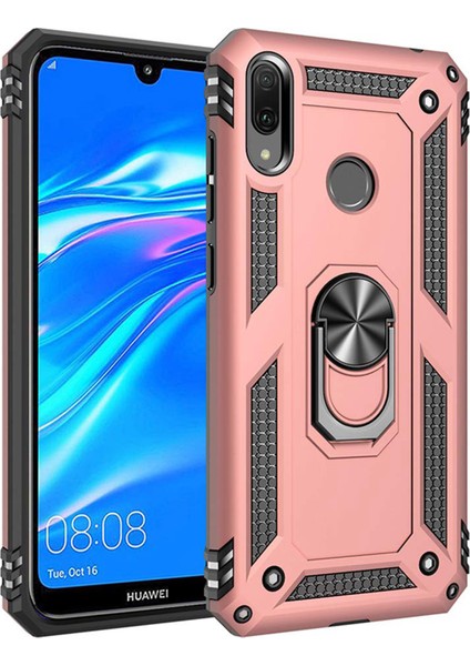 Huawei Y7 Prime 2019 Kılıf Military Ring Holder Rose Gold fiyatları