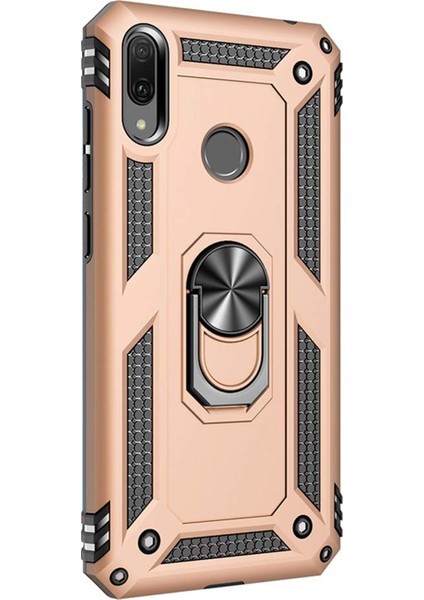 Huawei Y7 Prime 2019 Kılıf Military Ring Holder Gold