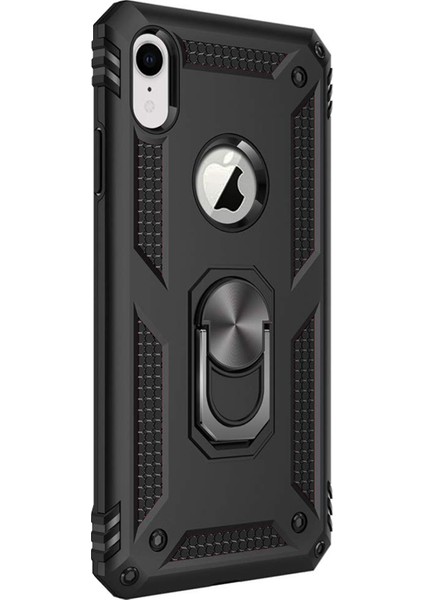 Apple iPhone Xr Kılıf Military Ring Holder Siyah