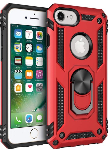 Apple iPhone 6s Plus Kılıf Military Ring Holder Kırmızı