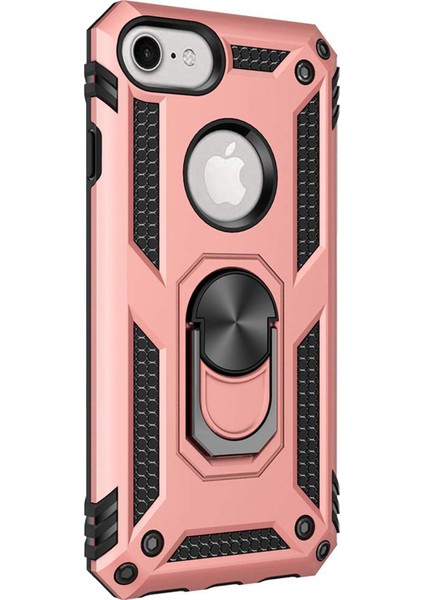 Apple iPhone 6 Kılıf Military Ring Holder Rose Gold