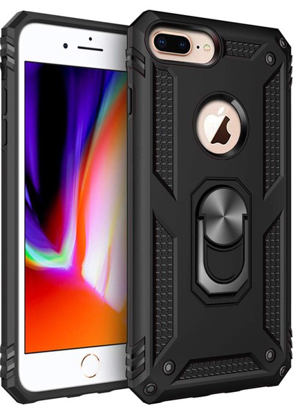 Apple iPhone 7 Plus Kılıf Military Ring Holder Siyah