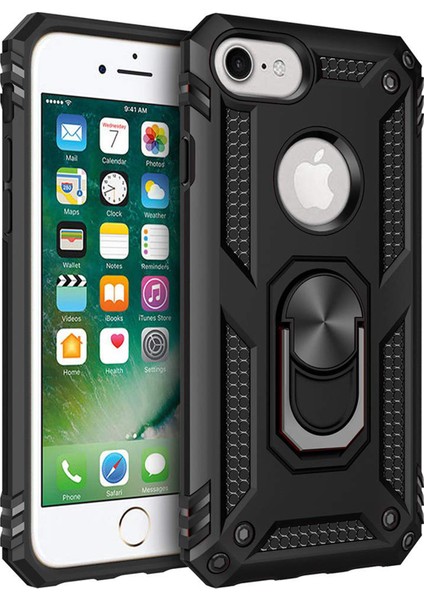 Apple iPhone 8 Kılıf Military Ring Holder Siyah fiyatları