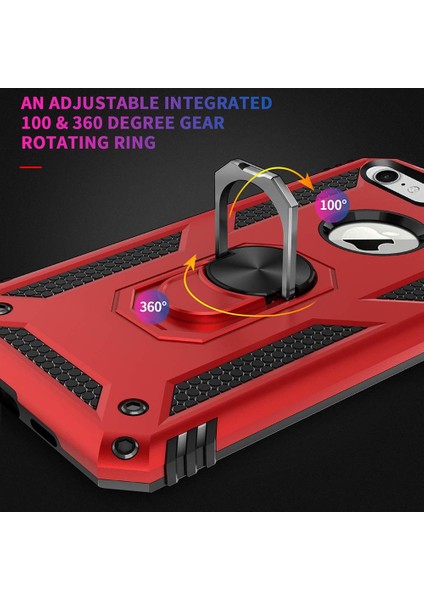 Apple iPhone 8 Kılıf Military Ring Holder Siyah fırsatları