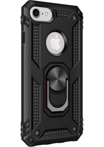 Apple iPhone 7 Kılıf Military Ring Holder Siyah