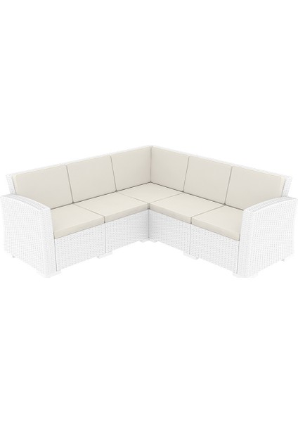 Rattan Monaco Köşe Koltuk Beyaz