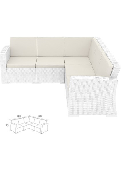 Rattan Monaco Köşe Koltuk Beyaz fiyatları