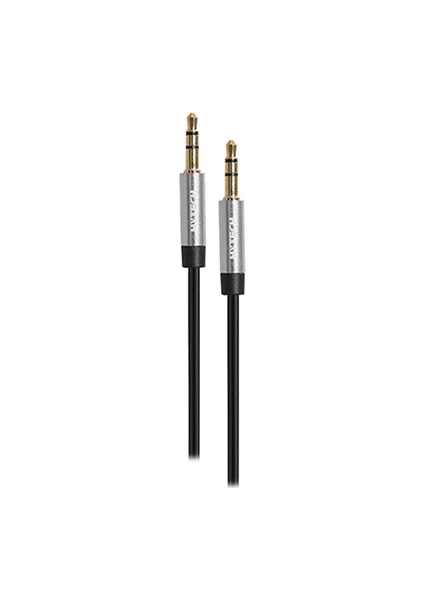 HY-X72 1m Gümüş Metal Konektörlü 3.5mm Stereo Ses Kablosu