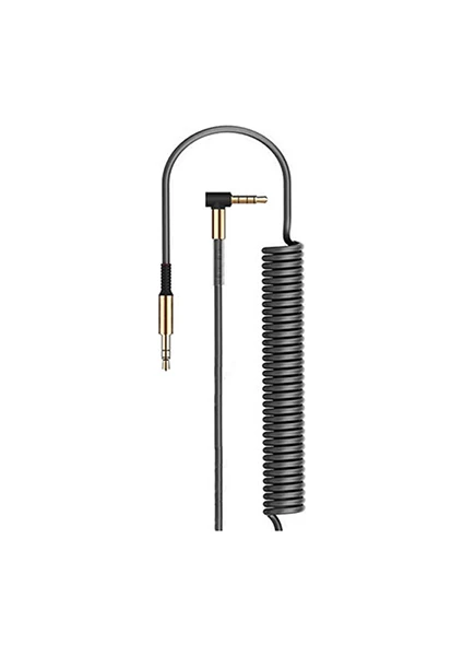 HY-X76 1m Siyah L Uçlu 3.5mm Stereo Spiralli Ses Kablosu