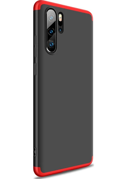 Huawei P30 Pro Kılıf Double Dip 360 Protective Siyah Kırmızı