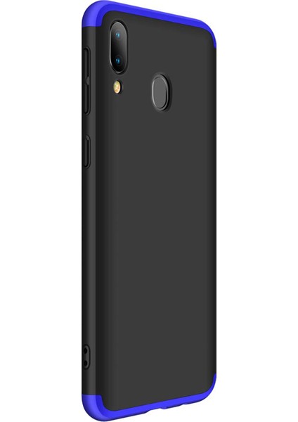 Samsung Galaxy A20 Kılıf Double Dip 360 Protective Siyah Mavi