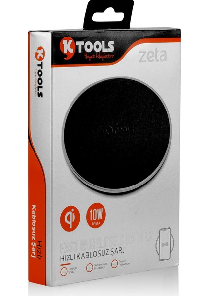 Zeta 10W Qi Siyah Wireless Kablosuz Hızlı Şarj Cihazı