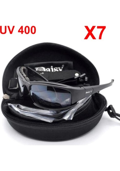 Daisy X7 UV400 Polarize Değişebilir 4 Lensli Motorsiklet Gözlüğü