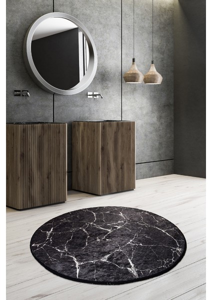 Marble Djt Çap 140 Cm Banyo Halısı, Paspas