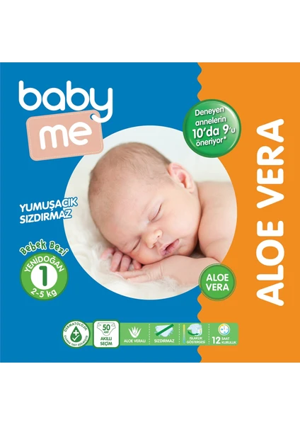 Baby Me Aloe Vera Yenidoğan 1 Bebek Bezi 2 - 5 Kg 50 Adet