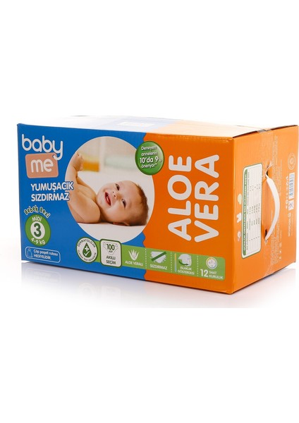 Baby Me Aloe Vera Midi 3 Numara Bebek Bezi 4 - 9 Kg 100 Adet