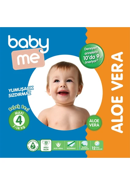 Baby Me Aloe Vera Maxi 4 Numara Bebek Bezi 7 - 14 Kg 50 Adet