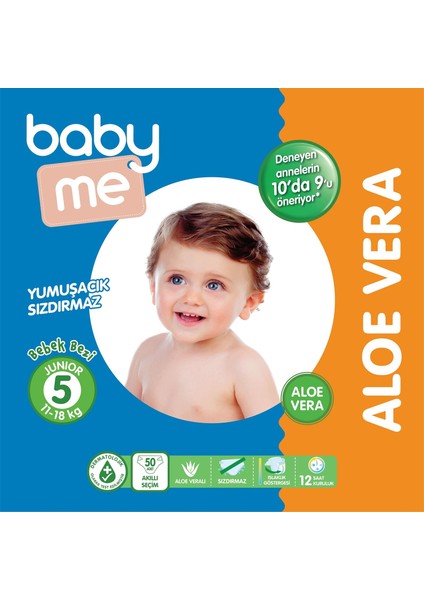 Baby Me Aloe Vera Junior 5 Numara Bebek Bezi 11 - 18 Kg 50 Adet