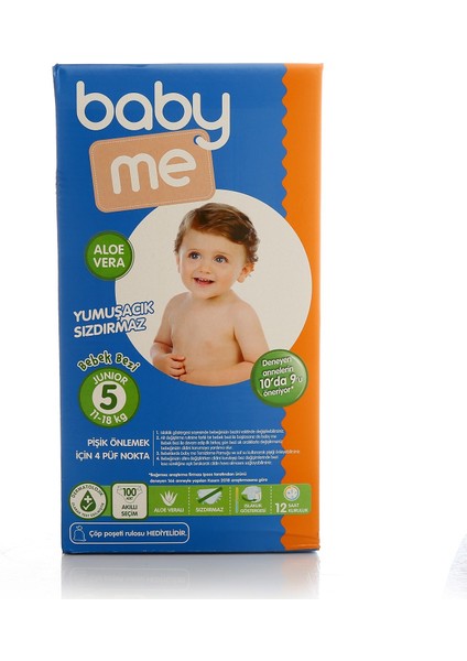 Baby Me Aloe Vera Junior 5 Numara Bebek Bezi 11 - 18 Kg 100 Adet