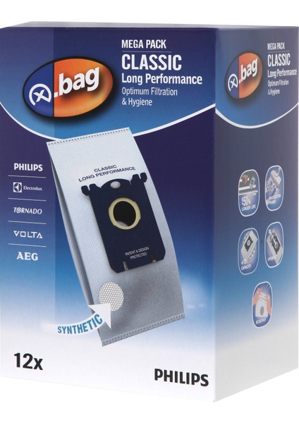 X-Bag Classic Long Performance Uyumlu 12'li Süpürge Torbası (%100 İthal A+ Kalite)