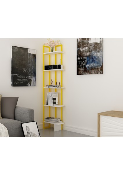 Alıce Metal Kitaplık Sarı-Beyaz