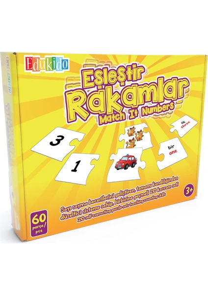 EdukidoEğitici Oyuncak  Eşleştir Mukavva Puzzle Rakamlar EDU-1006