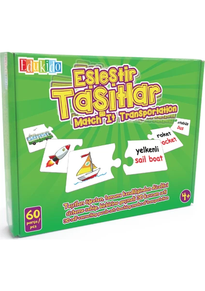 Eğitici Oyuncak Eşleştir Mukavva Puzzle Taşıtlar EDU-1010