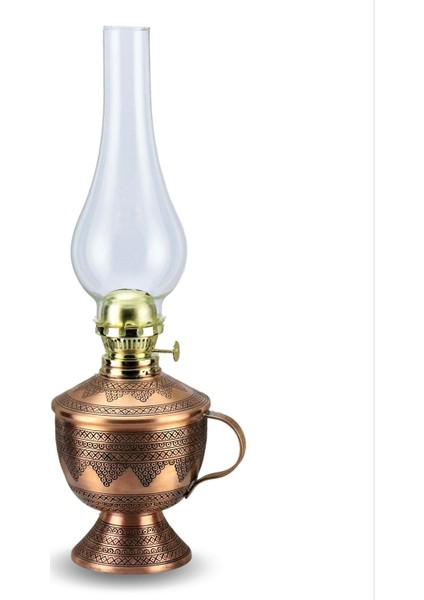 Zımbalı Eskitme Bakır Gaz Lambası