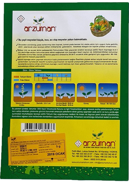 Biber Tohumu (Süs-Yediveren) 5 Gram fiyatları